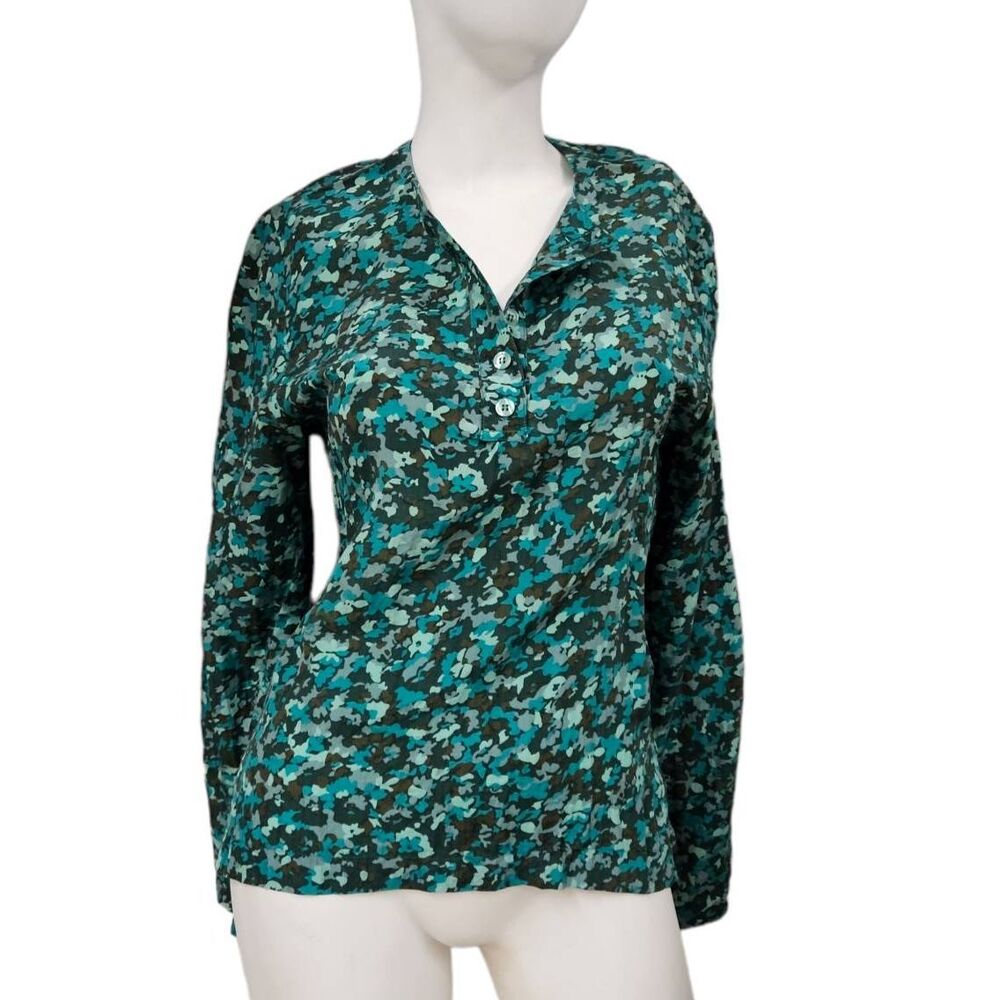 Mario Forte Green Silk Floral Top 8 VINTAGE